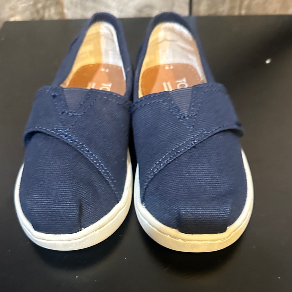 Toms Navy Canvas Slip-On Shoes with White Sole